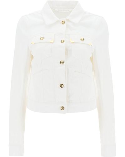 Palm Angels Short Denim Jacket - White