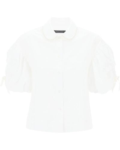 Simone Rocha Puff Sleeve Boxy Shirt - White