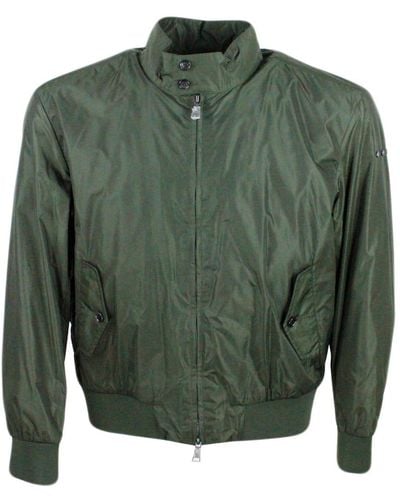 Add Water-Repellent Nylon Bomber Jacket, Zip Closure And Pockets With Flap Closure - Green