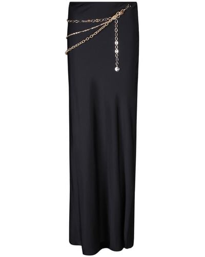 Rabanne Satin Long Skirt With Chains - Black