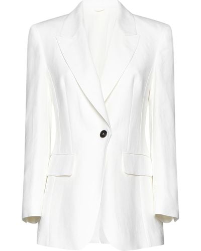 Brunello Cucinelli Linen And Cotton Blend Single-breasted Jacket - White
