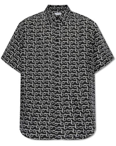 Burberry Monogram Printed Short Sleeved Shirt - Black