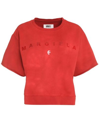 MM6 by Maison Martin Margiela Logo Detail Cotton Sweatshirt - Red