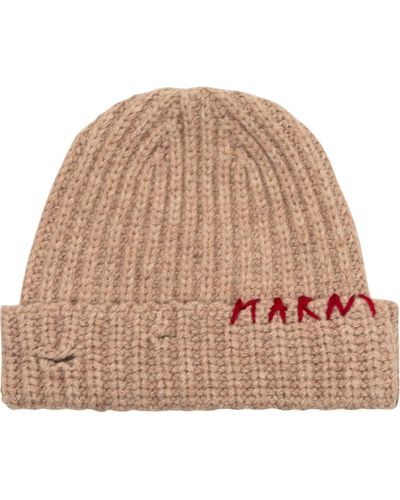 Marni Hat With Logo - Natural