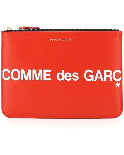 Comme des Garçons Leather Pouch With Logo - Red