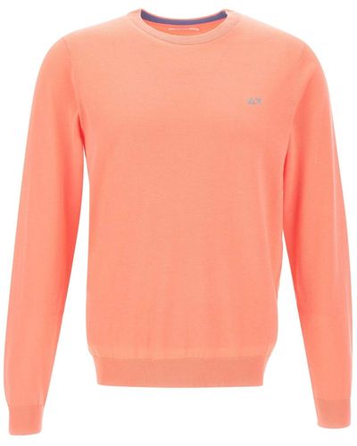 Sun 68 Round Elabow Fancy Cotton Sweater - Pink