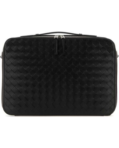 Bottega Veneta Leather Getaway Briefcase - Black