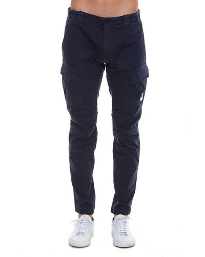 C.P. Company Logo Patch Cargo Trousers - Blue