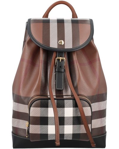 Burberry Check Medium Backpack - Brown