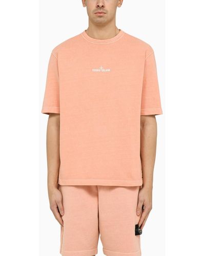 Stone Island Rust-coloured Cotton T-shirt With Logo - Pink
