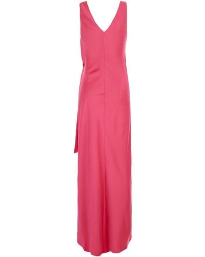 Pinko Long Dress Wit Knot - Pink