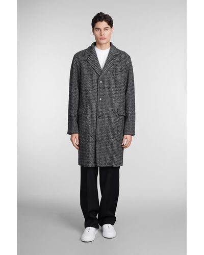 Aspesi Cappotto Franz Coat In Black Wool - Grey