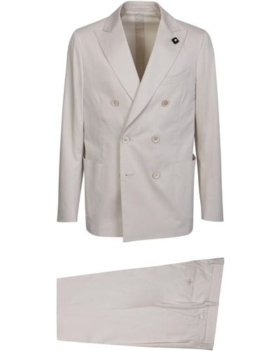 Lardini Double Breasted Cream Suit - Grey