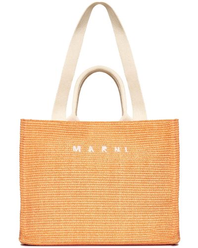Marni Basket Raffia Large Tote Bag - Orange