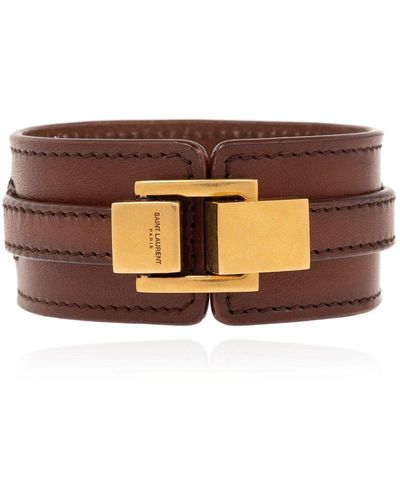 Saint Laurent Leather Bracelet, - Brown