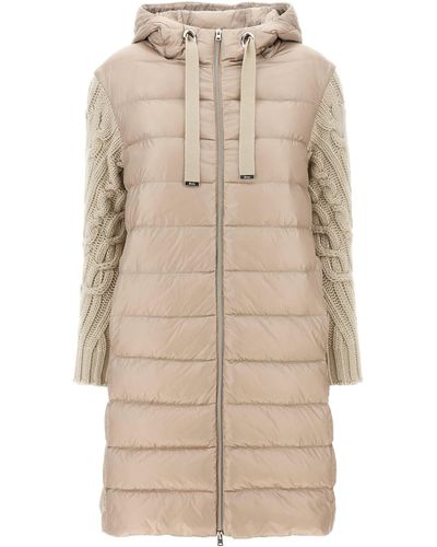 Herno Knitted Sleeve Down Jacket - Natural