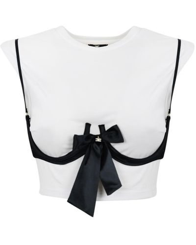 Elisabetta Franchi T-Shirt With Bra Accessory - White