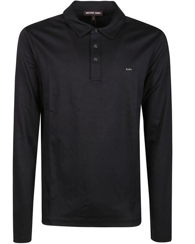 Michael Kors Long Sleeve Sleek Polo Shirt - Black