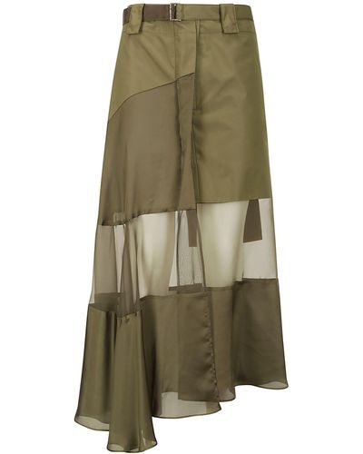 Sacai Fabric Combo Skirt - Green