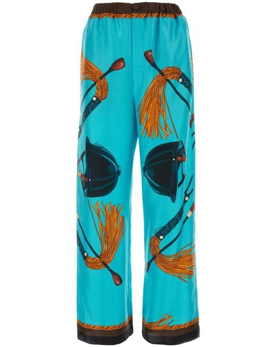 Gucci Printed Twill Pant - Blue