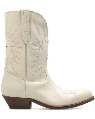 Golden Goose Low Wish Star Cowboy Boots - White