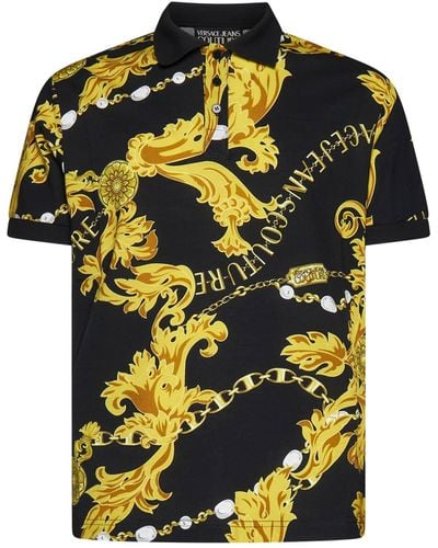 Versace Chain Couture Two Buttons Polo Shirt - Black