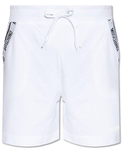 Moschino Cotton Shorts With Logo, - White