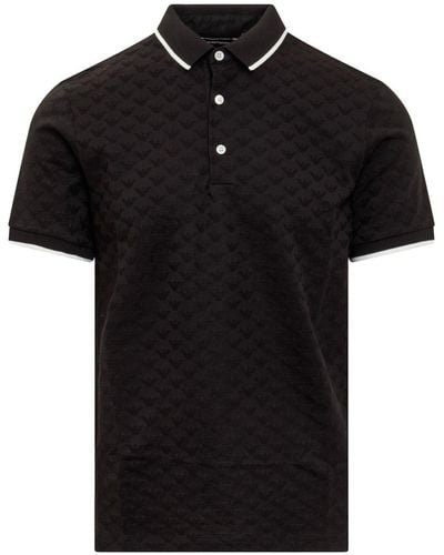 Emporio Armani Logo-jacquard Regular-fit Cotton Polo Shirt X - Black