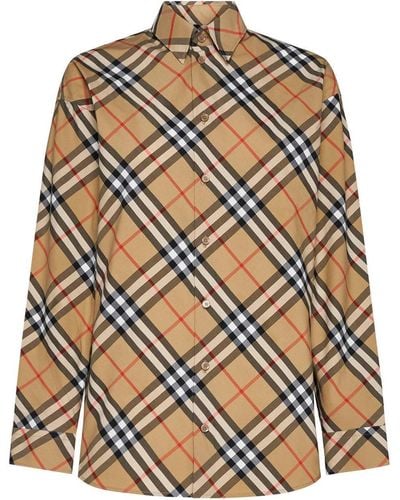 Burberry Check Printed Long Sleeved Shirt - Multicolour