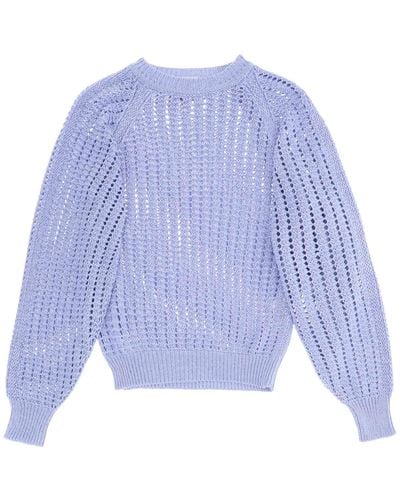 Agnona Cotton Silk Sweater - Blue