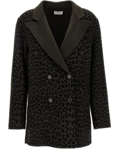 P.A.R.O.S.H. Animal Print Double-breasted Blazer Jackets - Black