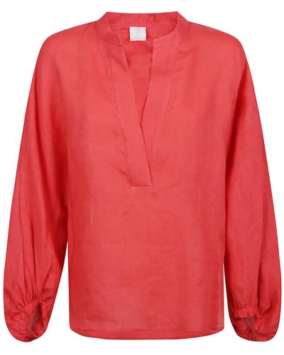 Eleventy Coral Linen Shirt - Red