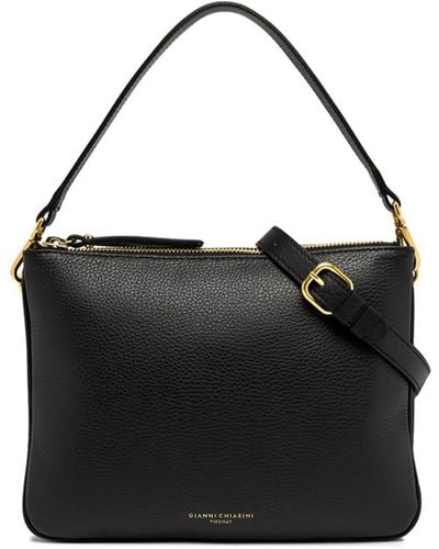 Gianni Chiarini Black Frida Shoulder Bag In Matte Leather