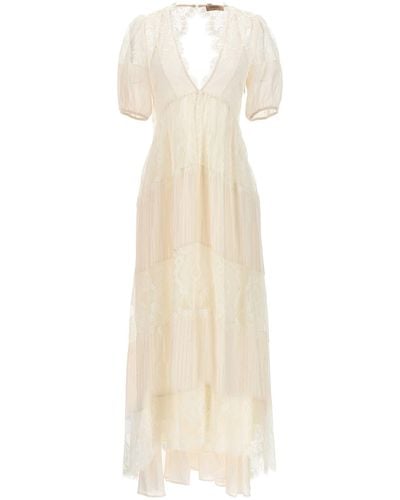 Twin Set Lace Muslin Long Dress - White