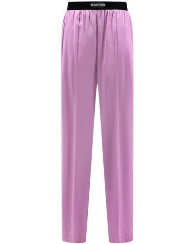 Tom Ford Trousers With Logo - Purple