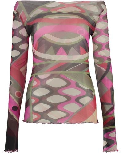 Emilio Pucci Printed Long-sleeve Top - Pink