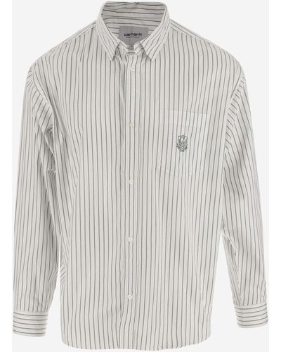 Carhartt Cotton Shirt With Striped Pattern - White