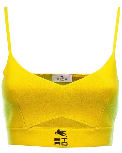 Etro Woman's Liquid Yellow Top With Logo Cube