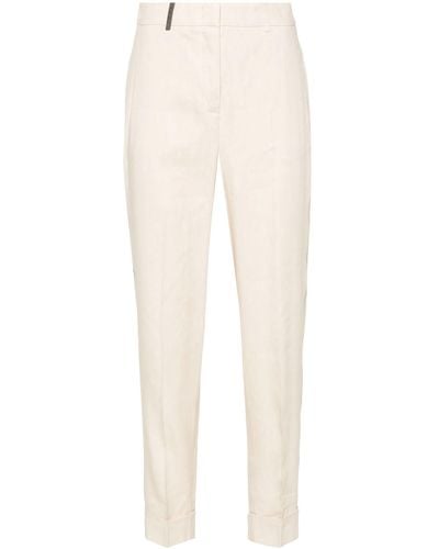 Peserico Sand Linen Blend Trousers - White