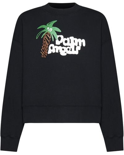 Palm Angels Sketchy Logo Cotton Sweatshirt - Black