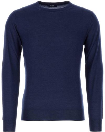 Fedeli Cashmere Blend Jumper - Blue