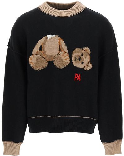 Palm Angels Bear Knit Cardigan in blue - Palm Angels® Official