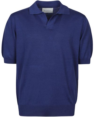 Ballantyne Polo Neck Short Sleeve Sweater - Blue