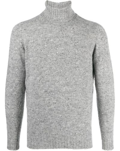 Drumohr Gray Virgin Wool-cashmere Blend Sweater