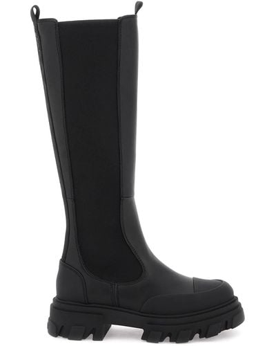 Ganni Cleated High Chelsea Boots - Black