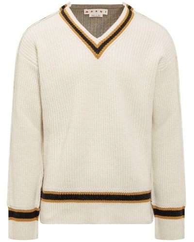 Marni V-Neck Sweater - Natural