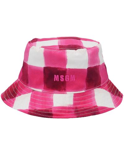 MSGM Gingham Bucket Hat - Pink