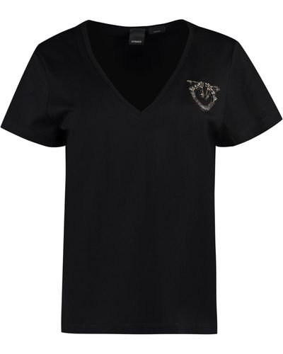 Pinko Embellished Cotton T-shirt - Black