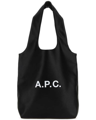 A.P.C. Synthetic Leather Shopping Bag - Black