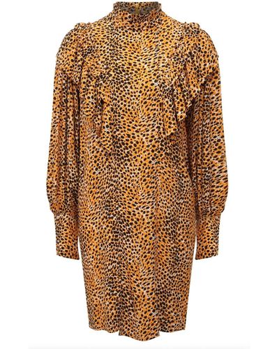 Ganni Animal Print Dress - Brown